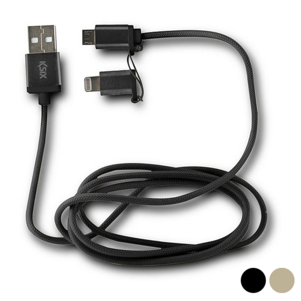 USB Cable to Micro USB and Lightning KSIX Gold